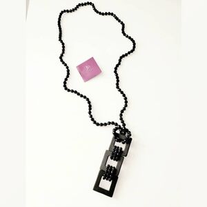 Jess David Black Faceted Bead Necklace w/Pendant